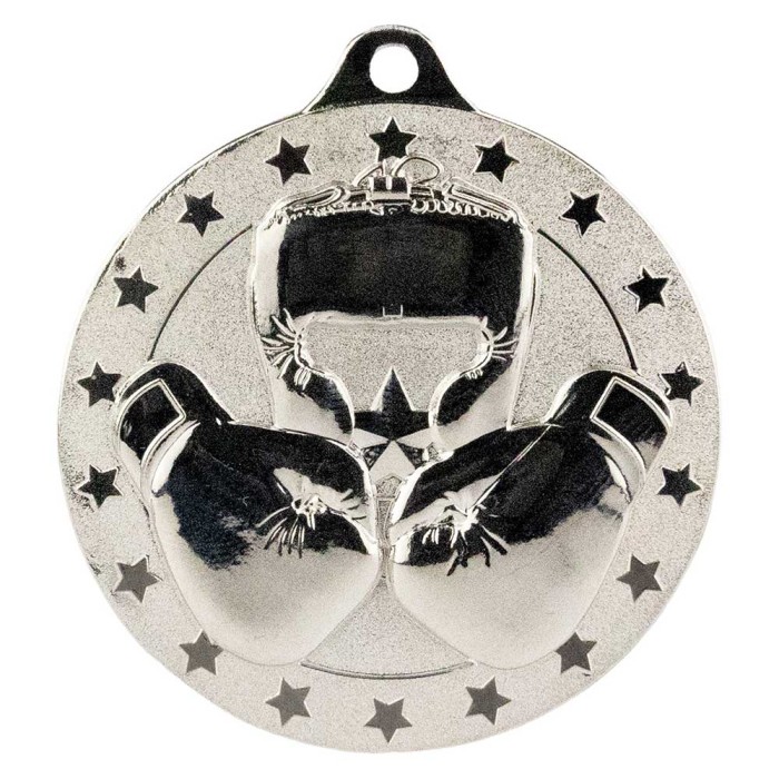 SILVER 50MM BOXING GLOVE CASCADE MEDAL